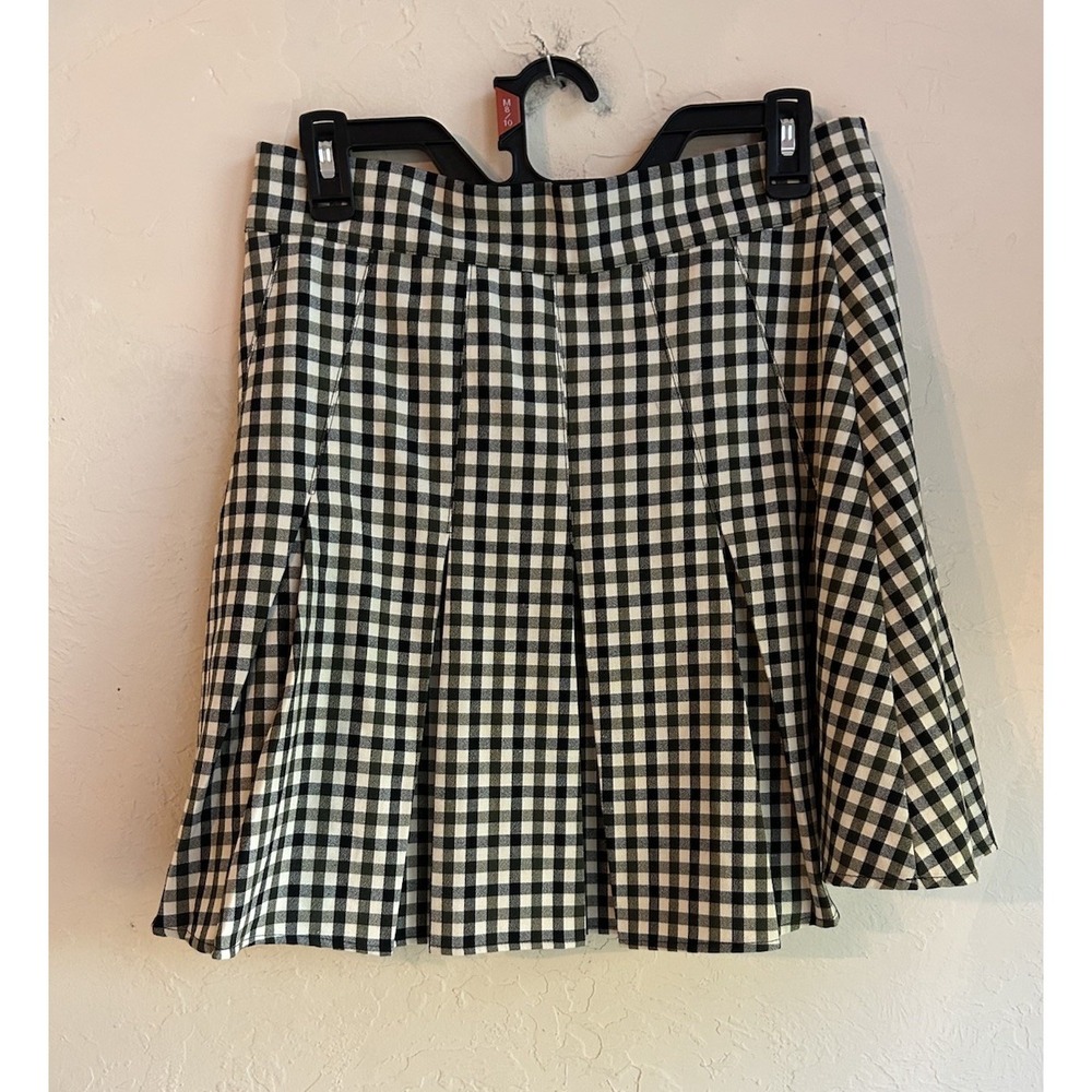 Maeve Anthropologie Gingham Check Pleated Mini Skirt 10 Academia Preppy Y2K - Picture 2 of 7